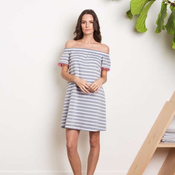 Buckley K Dresses & Skirts - Buckley K Cabana Gray Tala Off Shoulder Dress M